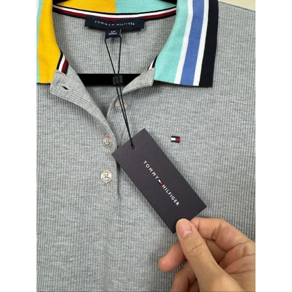 Tommy Hilfiger Rainbow Collar Polo Dress - Size Small
